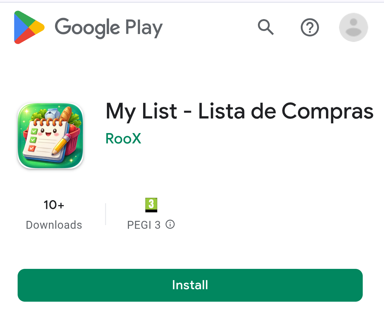 My List no Google Play